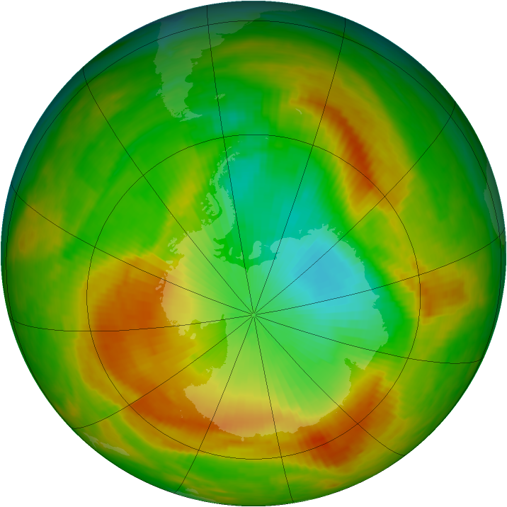 Antarctic ozone map for 15 November 1979